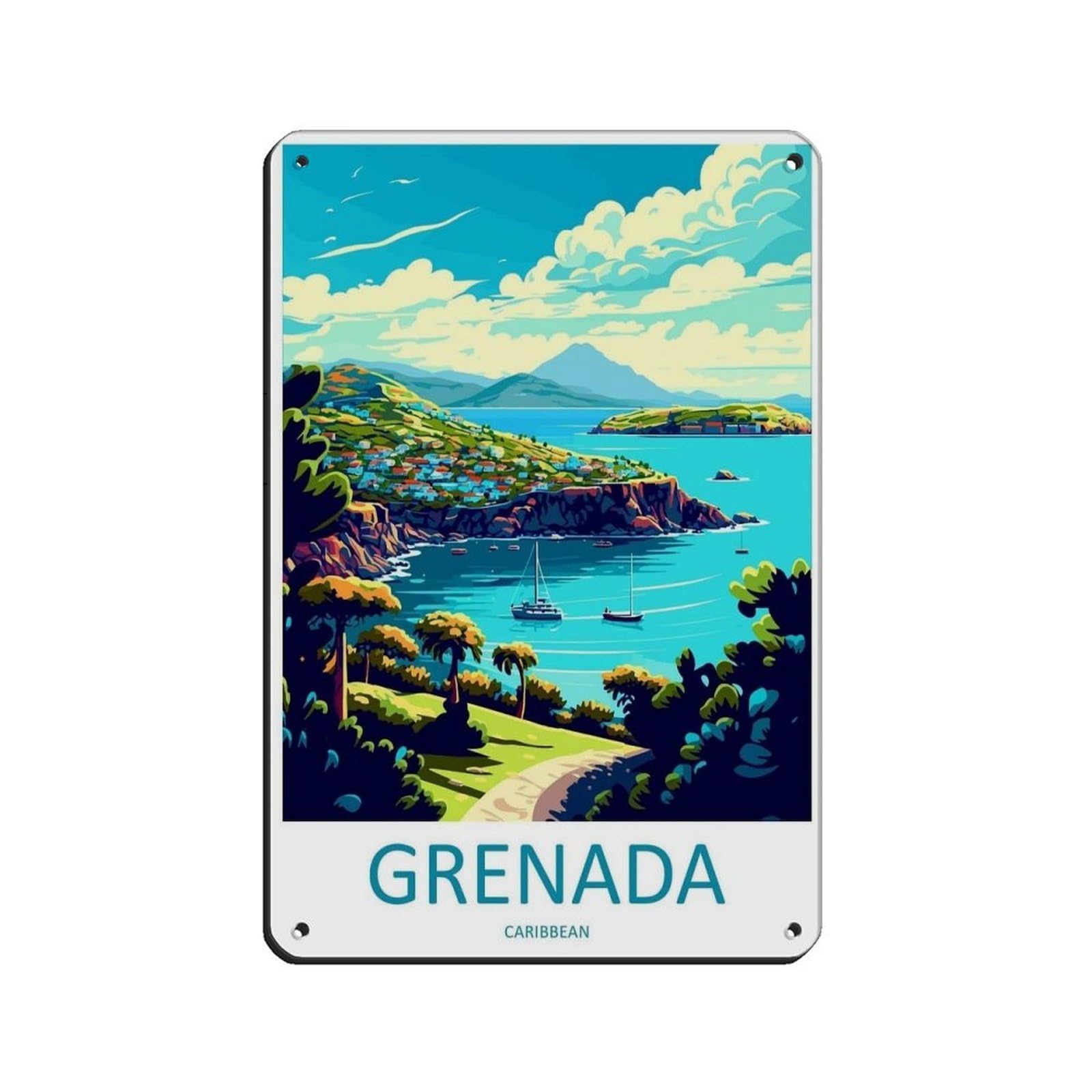 Grenada Travel Art Caribbean Travel (23) Tin Sign Vintage Metal Pub Club Cafe Bar Home Wall Art Decoration Poster Retro 8x12inch(20x30cm)