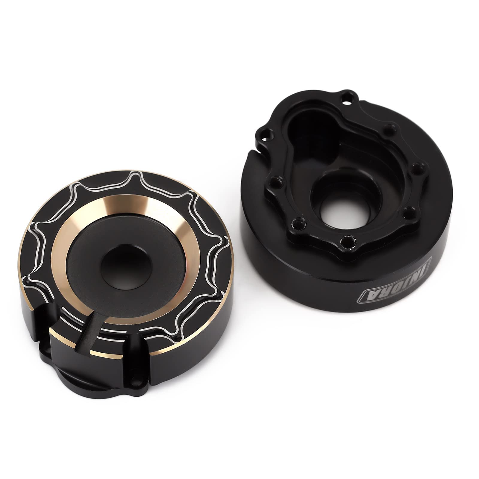 INJORA Brass Counterweight 104g Outer Portal Drive Housing for 1/10 RC Crawler Car TRX4 TRX6 Black Upgrade Parts,2pcs