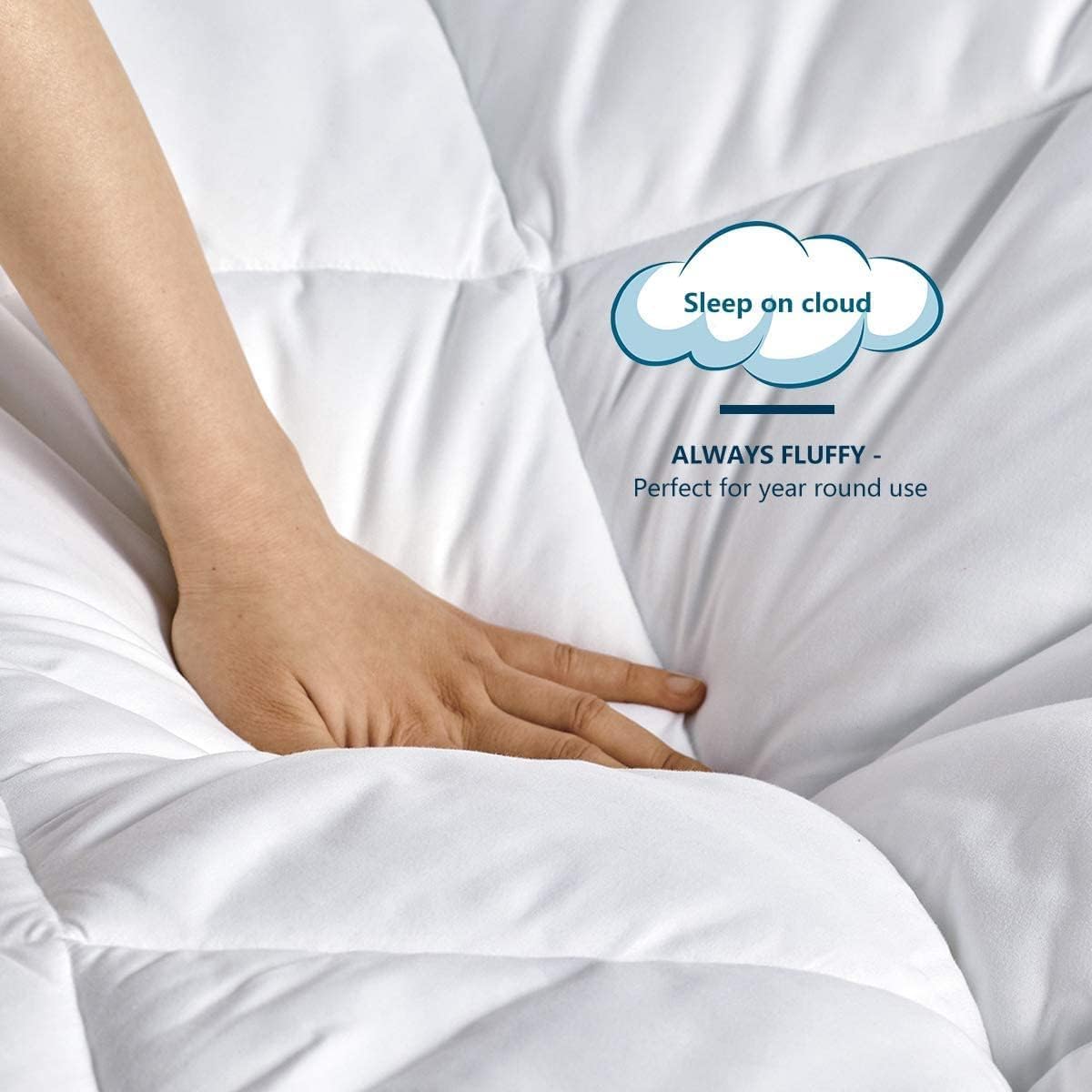 WAVVE Piumino Letto Singolo/Matrimoniale 4 Stagioni 180x200 cm - Piumone Autunnale Invernale 180x200 cm - Coperta Trapunta 180 x 200 di Microfibra Sintetico, Bianco