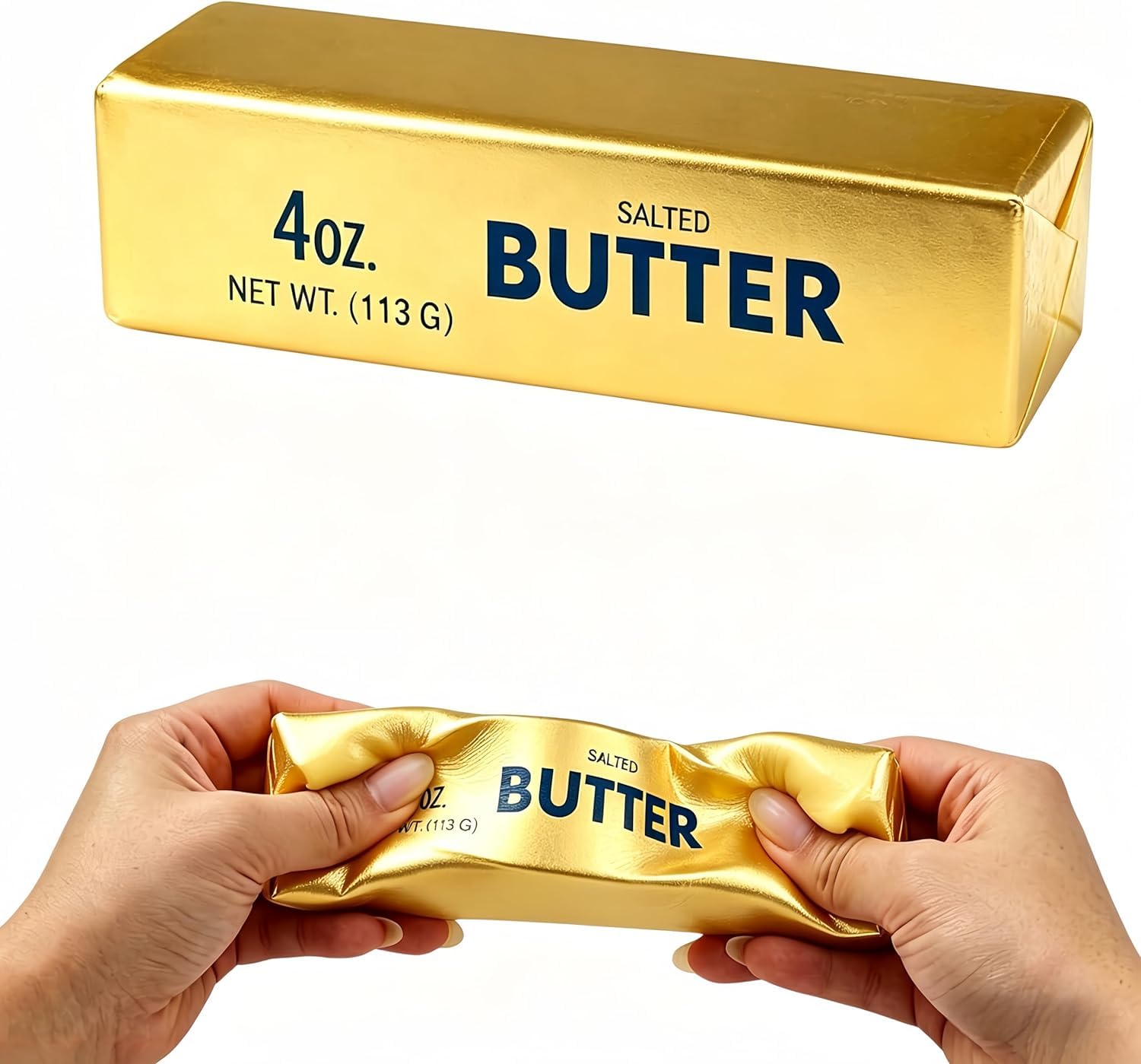 Butter Squishy Soft Gold Butter Squishys Stress Relief Block Squeeze Butter Stress Toy Portable Decompression Sensory Toy Anxiety Relief Fidget Toy for Relaxation Boys Girls Home Office Classroom — image 1