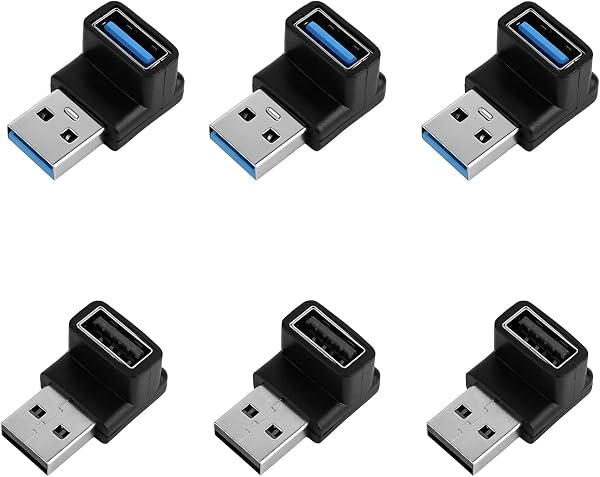 6 piezas adaptadores USB 3.0 de 90 grados, adaptadores USB en ángulo recto | Adaptadores USB premium de 90 grados, adaptadores USB hembra en ángulo recto adecuados para mouse, teclado, lector de tarjetas y memoria USB