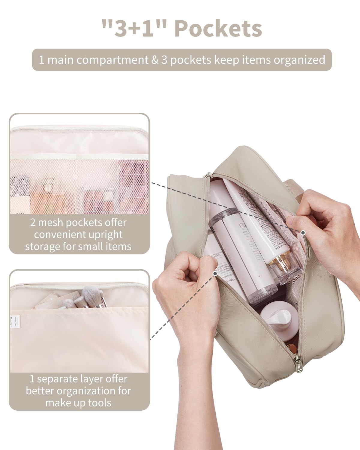 Narwey Trousse de Toilette Voyage Grande Trousse Maquillage Organisateur Accessoires Sac de Toilette Trousse Toilette Hommes Femmes - 2