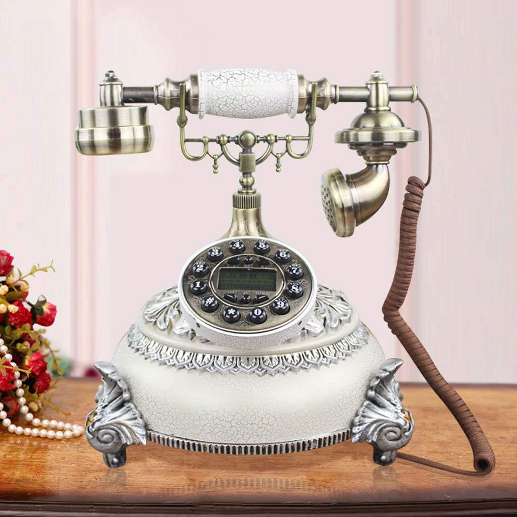 Telefon stacjonarny w stylu retro， Przewodowy telefon stacjonarny Zielona żywica i metal 25x28x25cm Dzwonek mechaniczny Nie wymaga baterii do domu, hotelu, biura(D)