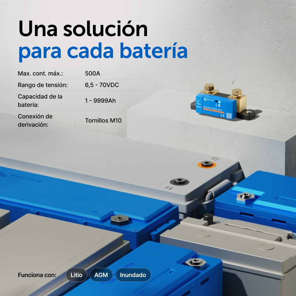 Victron Energy SmartShunt IP65 Monitor de Batería de 500 amperios (Bluetooth)