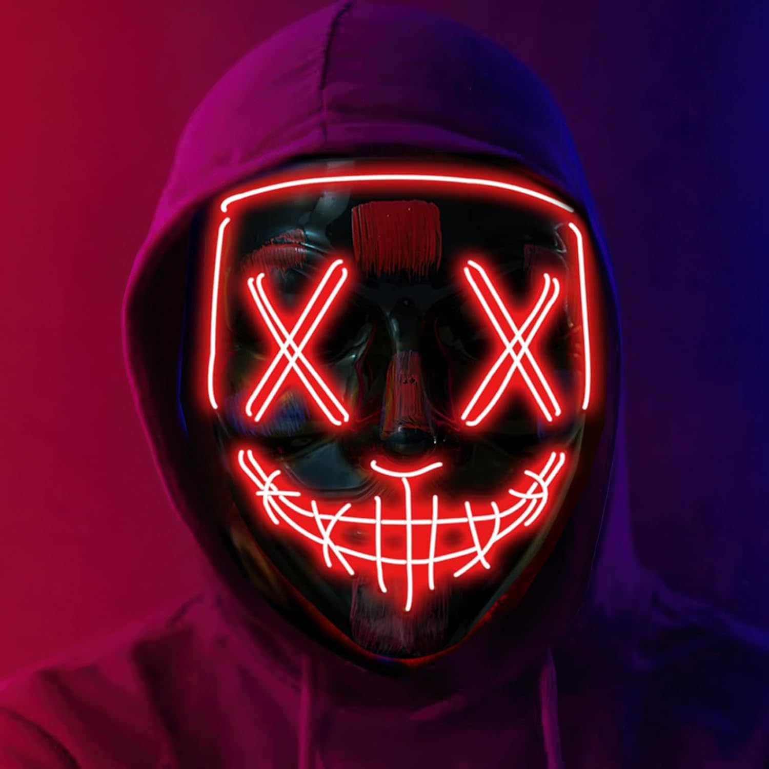 Halloween LED Light-Up Mask Scary Glowing Design for Cosplay Costume Parties Masquerade Carnival Ideal Gift