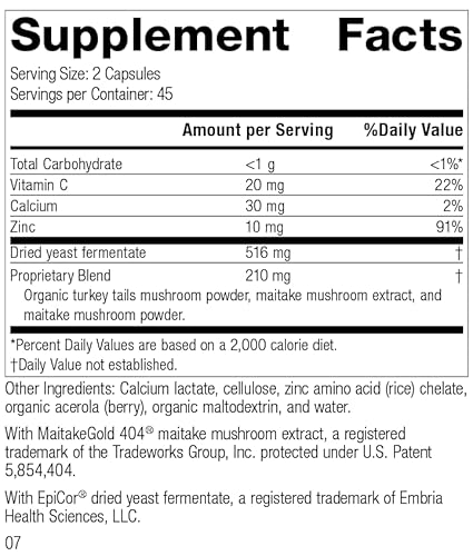 Standard Process Epimune Complex - Whole Food Respiratory Support With Maitake Mushroom Powder, Superfruit, Coriolus Versicolor, And Acerola - 90 Capsules #TOP1