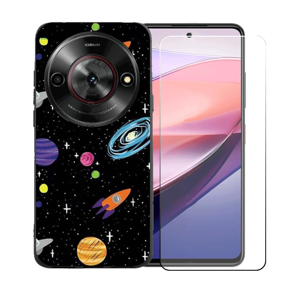 LCEHTOGYE Cover per ZTE Nubia Focus 5G+ Pellicola Protettiva in Vetro Temperato,Custodie Morbido Silicone Case Ultra Sottile TPU Custodia per ZTE Nubia Focus 5G(6,60) - BST1