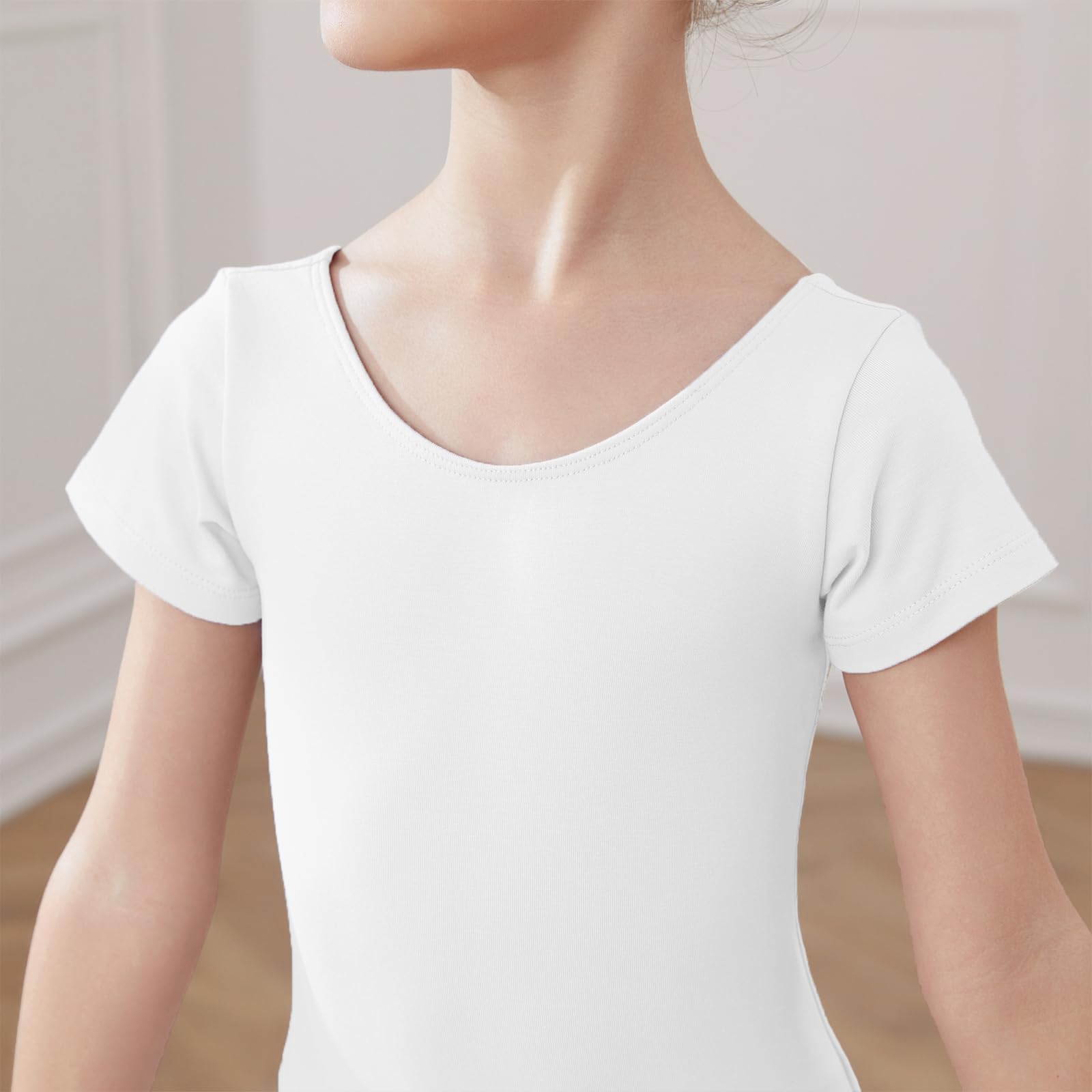 HIPPOSEUS Maillot de Ballet Danza para Niña Mangas Corta Ballet Body Leotardos Danza Clásico Gimnasia Ritmica, AM0019DX