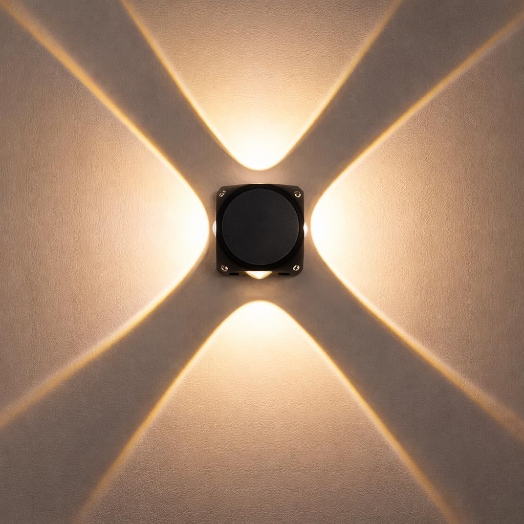 Aluminium LED Wall Light 4 Way Splitter, Warm White, IP-65 Rainproof & Shockproof Alluminium Body (2 Year Warranty)