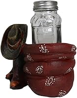 Vista 2 de Ebros Gift Sombrero de vaquero occidental rústico, bufanda roja y botas dobles en acabado de piel sintética con acabado de sal y pimienta, juego