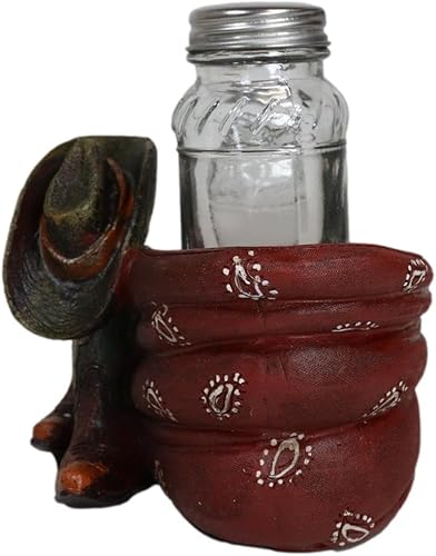 Miniatura 2 de Ebros Gift Sombrero de vaquero occidental rústico, bufanda roja y botas dobles en acabado de piel sintética con acabado de sal y pimienta, juego de