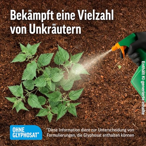 Roundup Unkrautfrei TOTAL Konzentrat, 500 ml, Unkrautvernichter, zur Bekämpfung von Unkräutern, Gräsern und Moos