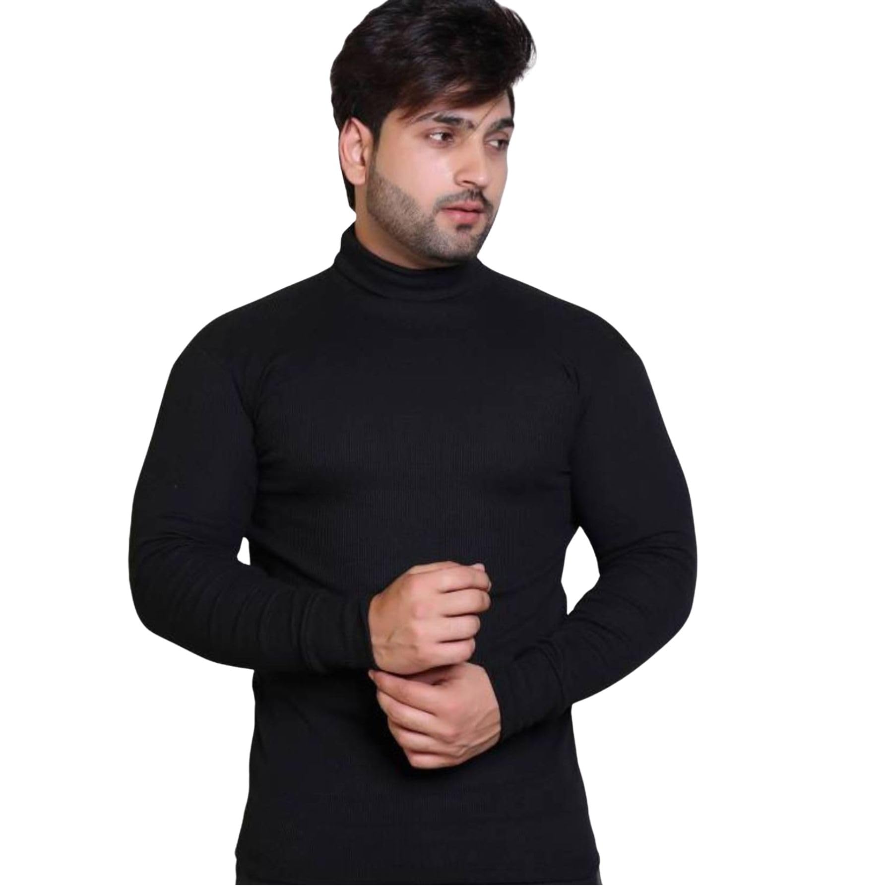 xiaoqi Men's High Neck, Full Sleeves Turtle Neck T-Shirt, Solid Winter Warmer Thermal Tops, Basic Innerwear Sweatshirt, Underwear High-Necked Sweater for Men-picture-11