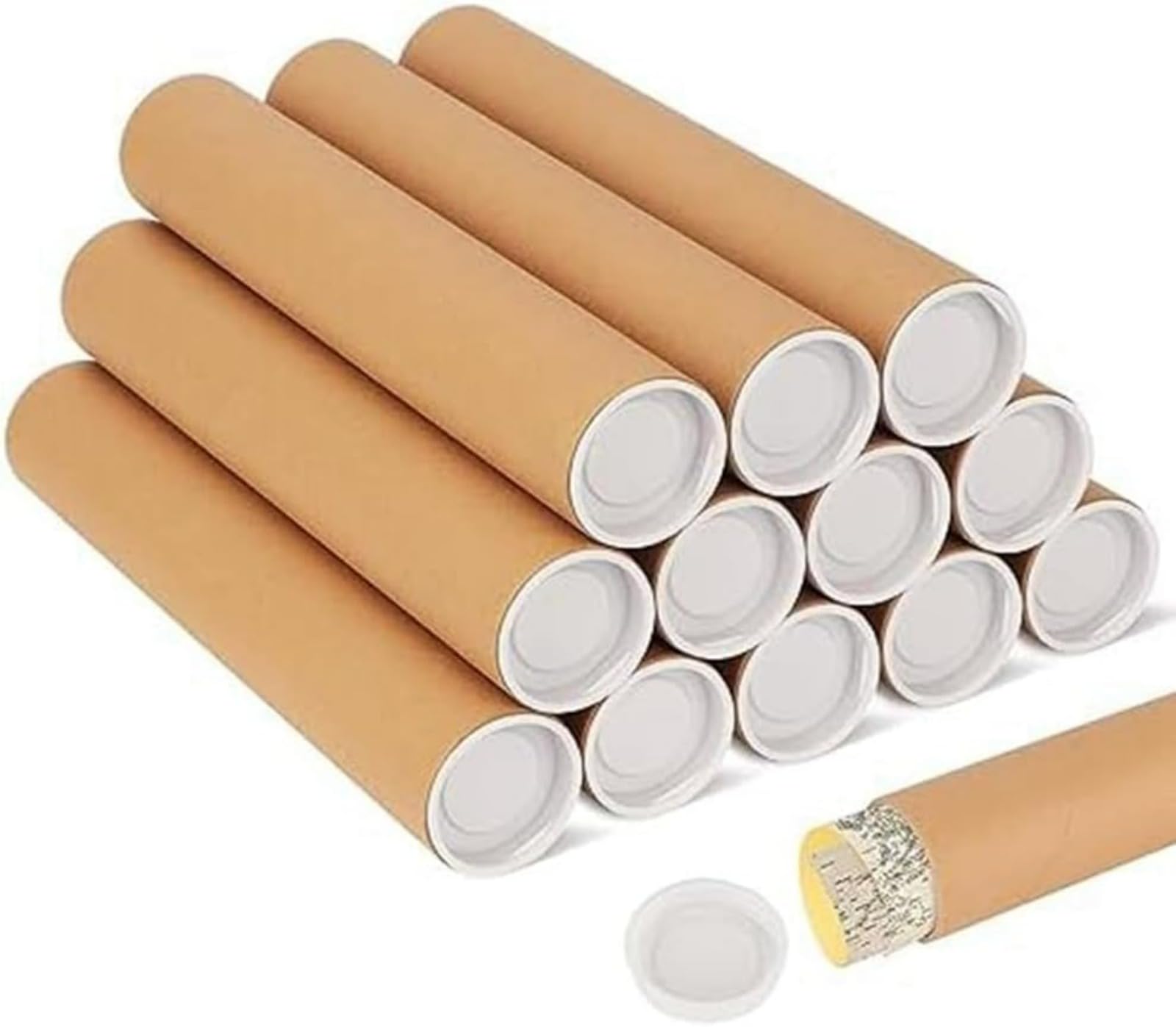 Paquete de 12 Tubos de EnvíO con Tapas para EnvíO por Correo para Empaquetar Carteles,Tubo de CartóN de Tubo de PóSter