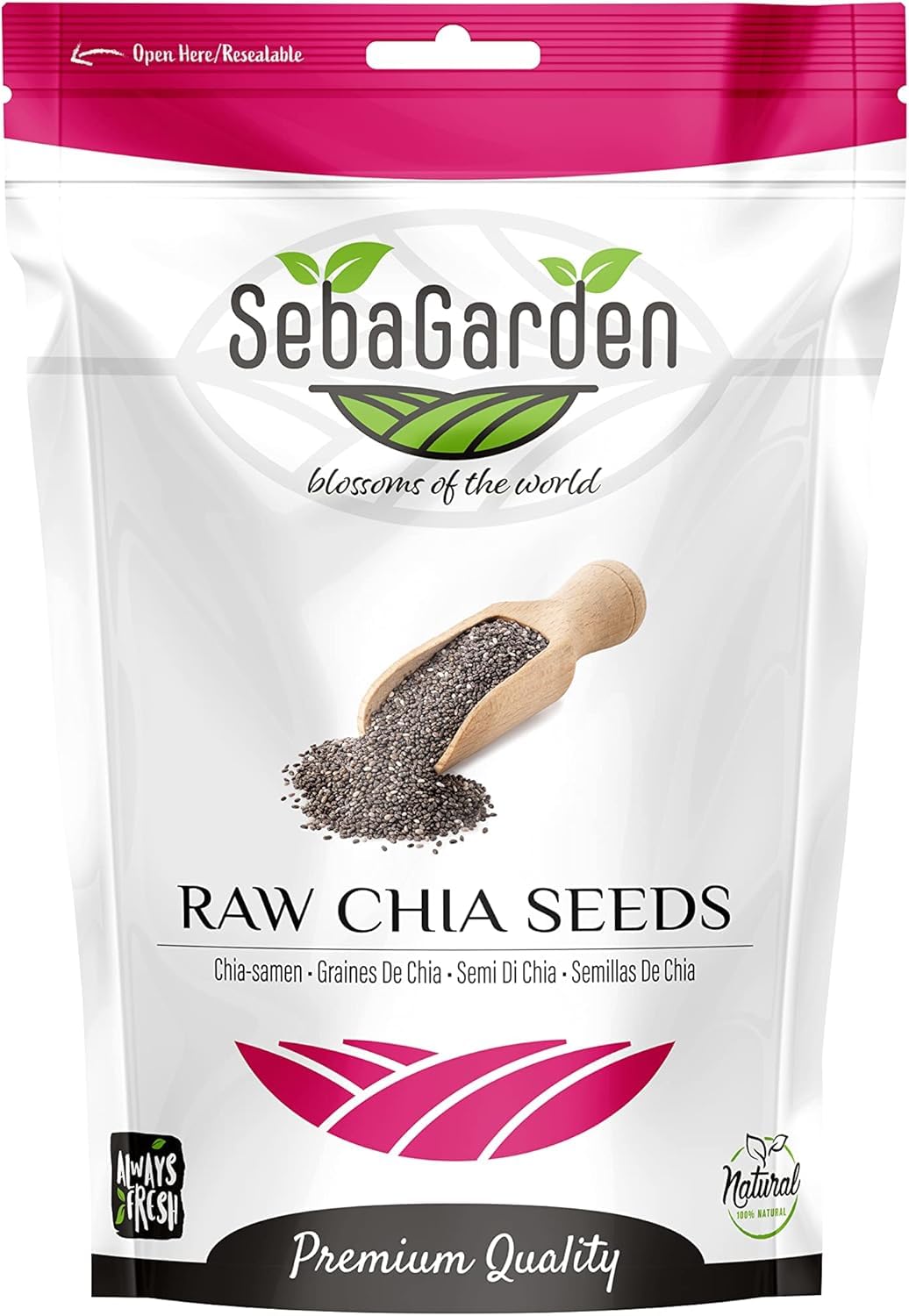 Premium Nutrient-Dense - Raw Black Chia Seeds with 5g Protein & 10g Fiber for Salads, Yogurt & Smoothies, Non-GMO, Vegan, Gluten-Free, Keto & Paleo (1 kg)