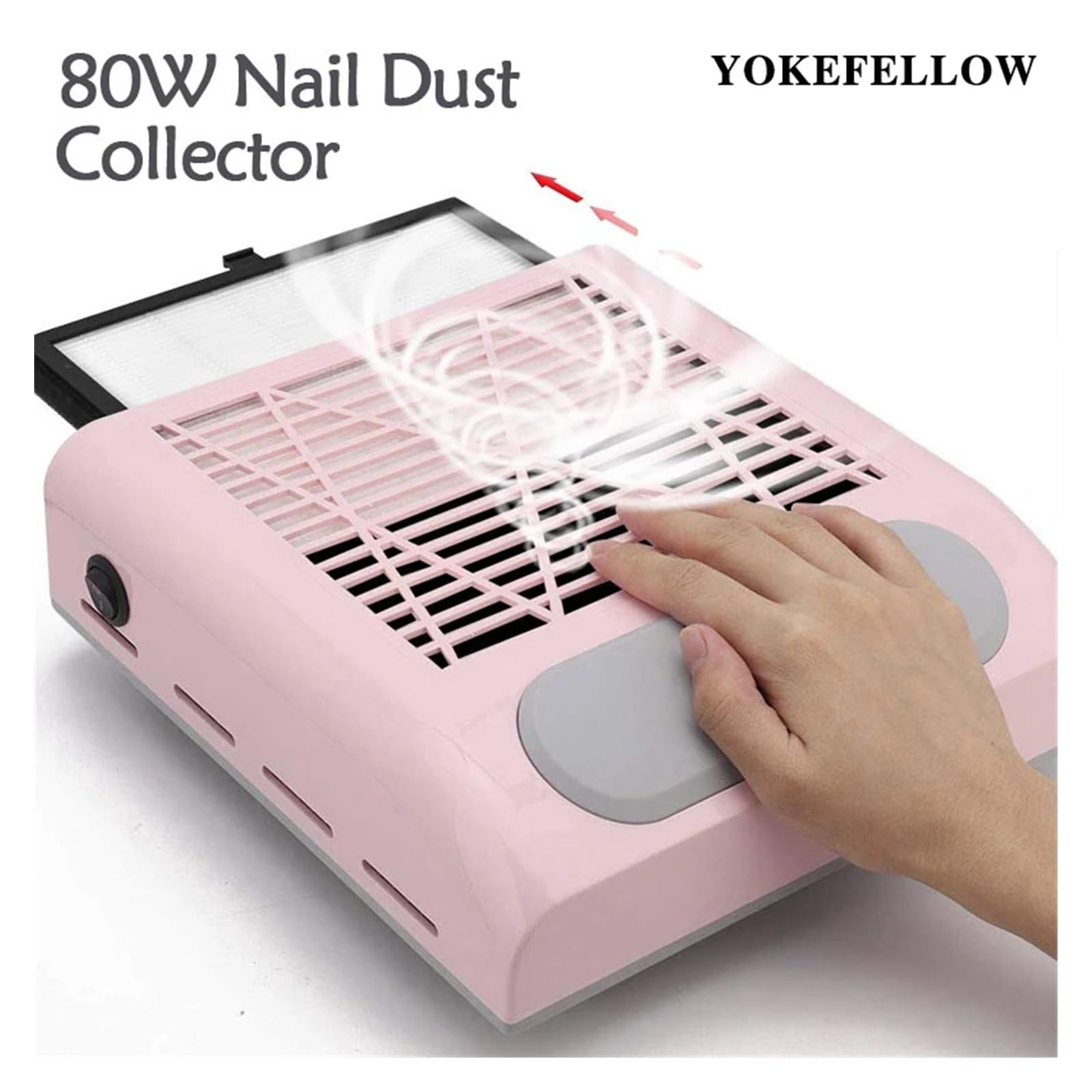 Pochłaniacz pyłu do paznokci, Big Power Vacuum Nail Dust Collector For Manicure Nails With Fitter Fan Cleaner For do salonu i domu(Pink)