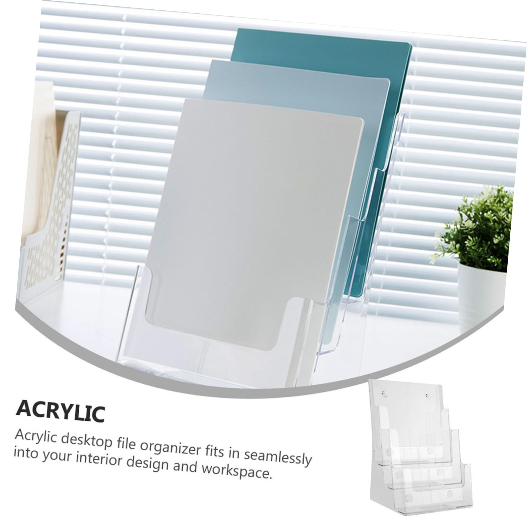 Mipcase Portadocumenti da Scrivania Acrilico a 3 Strati Trasparente, Porta Riviste e Organizer Ufficio per Archiviazione Pratica, Supporto Porta Brochure e Documenti Cartacei per Spazi