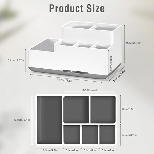 Miniatura 18 de Porta cepillos de dientes para baños, compartimento organizador de encimera de baño de plástico, bandeja organizadora de tocador, caja organizadora
