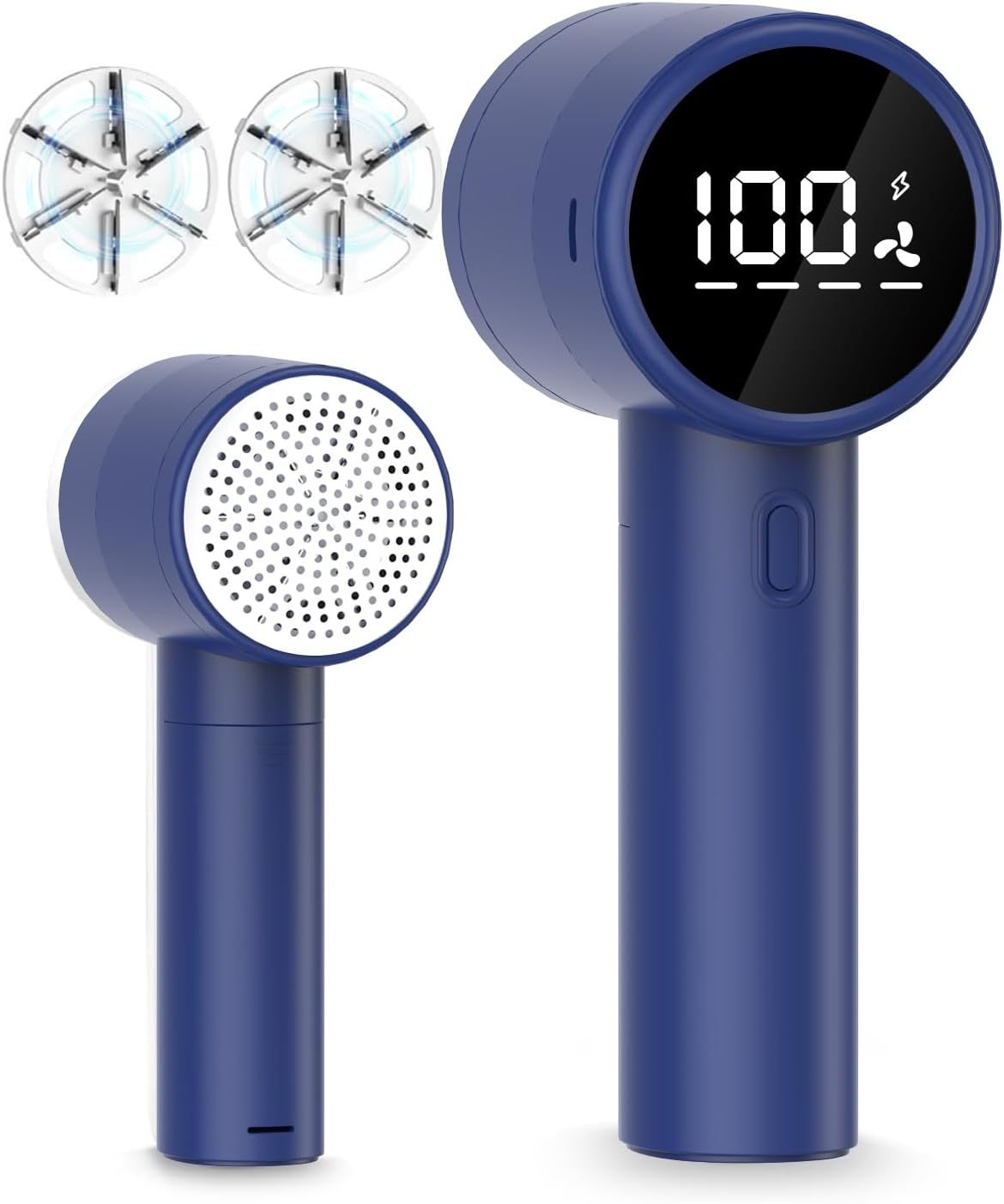2025, 4 Speed Adjustment, Popular, Electric Pill Cutter, With LCD Display, 4 Levels of Wind Strength, Type-C Rechargeable, 6 Powerful Blades, 1 Replacement Blade Included, Safety Device, Pill Remover