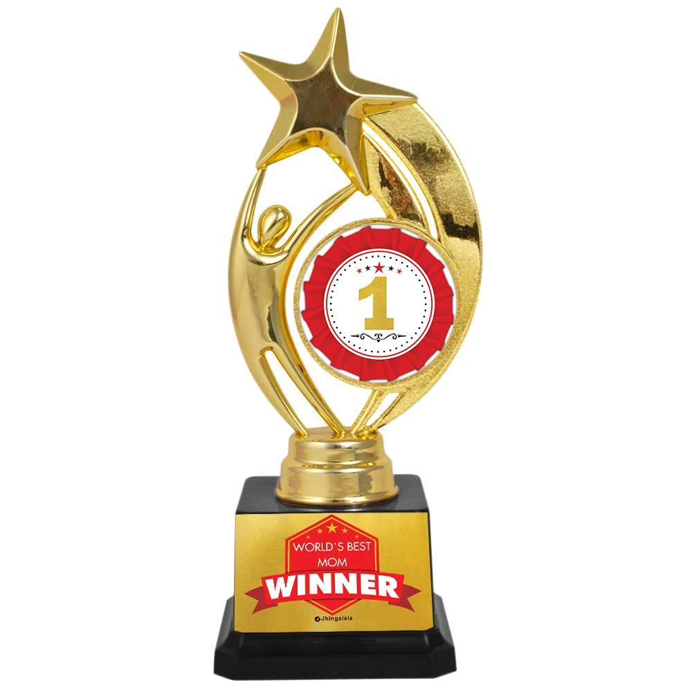 Jhingalala Worlds Best Mom Printed Golden Alloy Award Trophy for Mom | Gift for Mother, Gift for Mom, Birthday Gift for Mom, Trophy for Best Mom, Gift for Mothers Day (Size: 10 x 7 x 25 cm) (B091CSGG5Z) Amazon Price History, Amazon Price Tracker