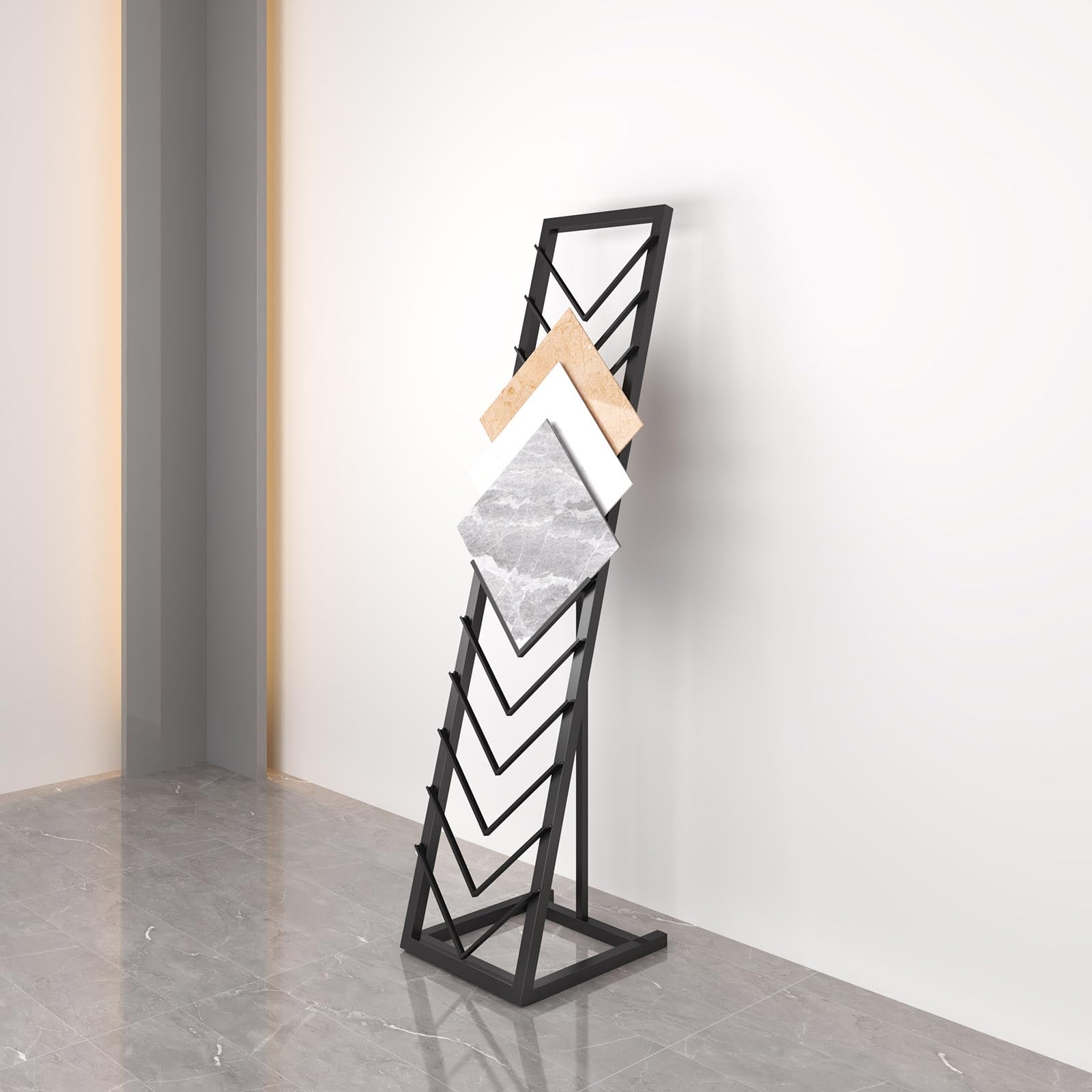 Présentoir de carreaux de céramique en métal,présentoir de carreaux, grand porte-échantillons de sol en bois, support de porte d'échantillons, présentoir d'échantillons de matériaux de construction(Bl