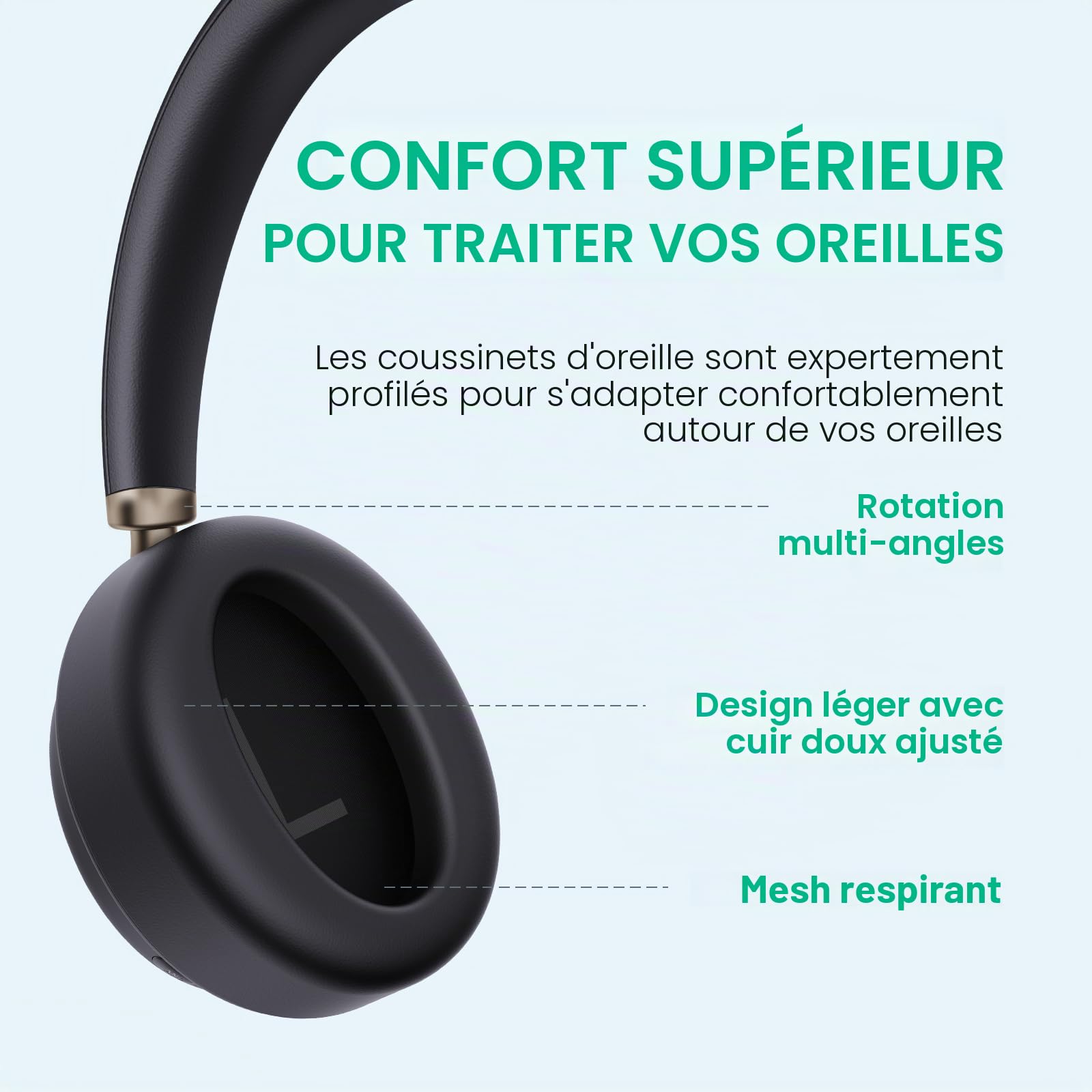 Yealink BH76 Plus Casque sans fil pour le travail, casque Bluetooth avec microphone rétractable, casque ANC certifié par les équipes