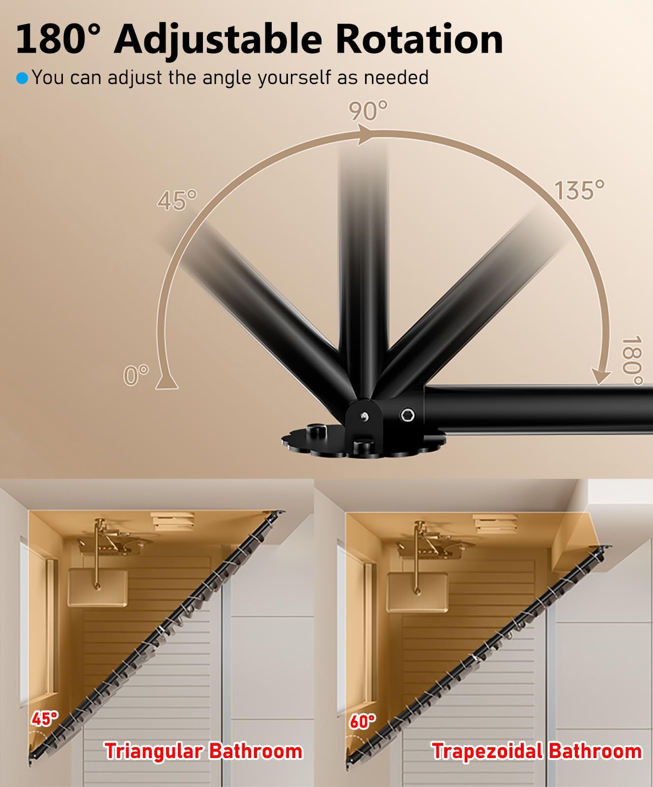 Barra Appendiabiti Asta per Armadio con Staffe ad Angolo Regolabili, Barra Appendiabiti Estensibile per Guardaroba ad Angolo, Asta Telescopica per Tenda da Doccia(White,75-115cm(29 1/2-45 1/4"))