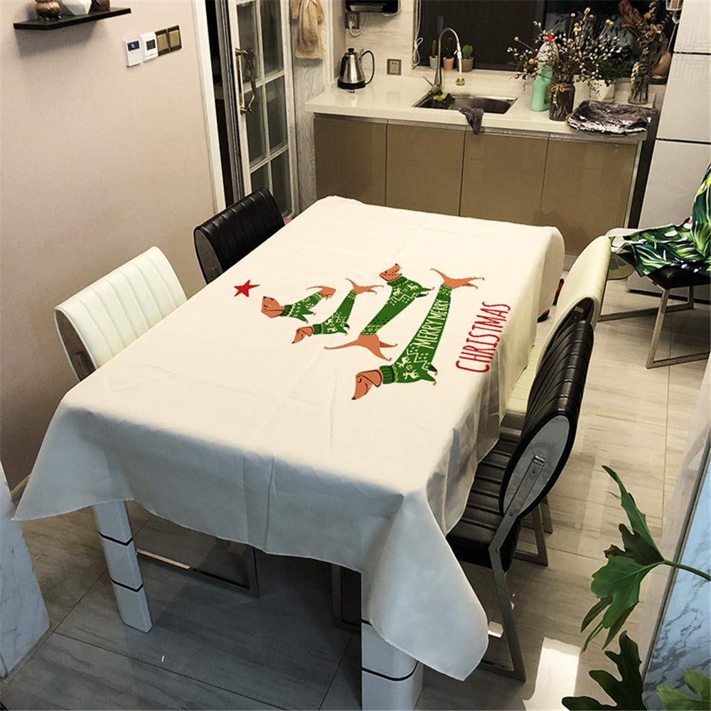 Dotbuy-Shop Dachshund Dotbuy Christmas Table Cloths Rectangular Christmas Tablecloths Table Cloth Washable Cloth Fabric Xmas Table Cloth Protector Table Cover Home Decoration (,100X140cm)