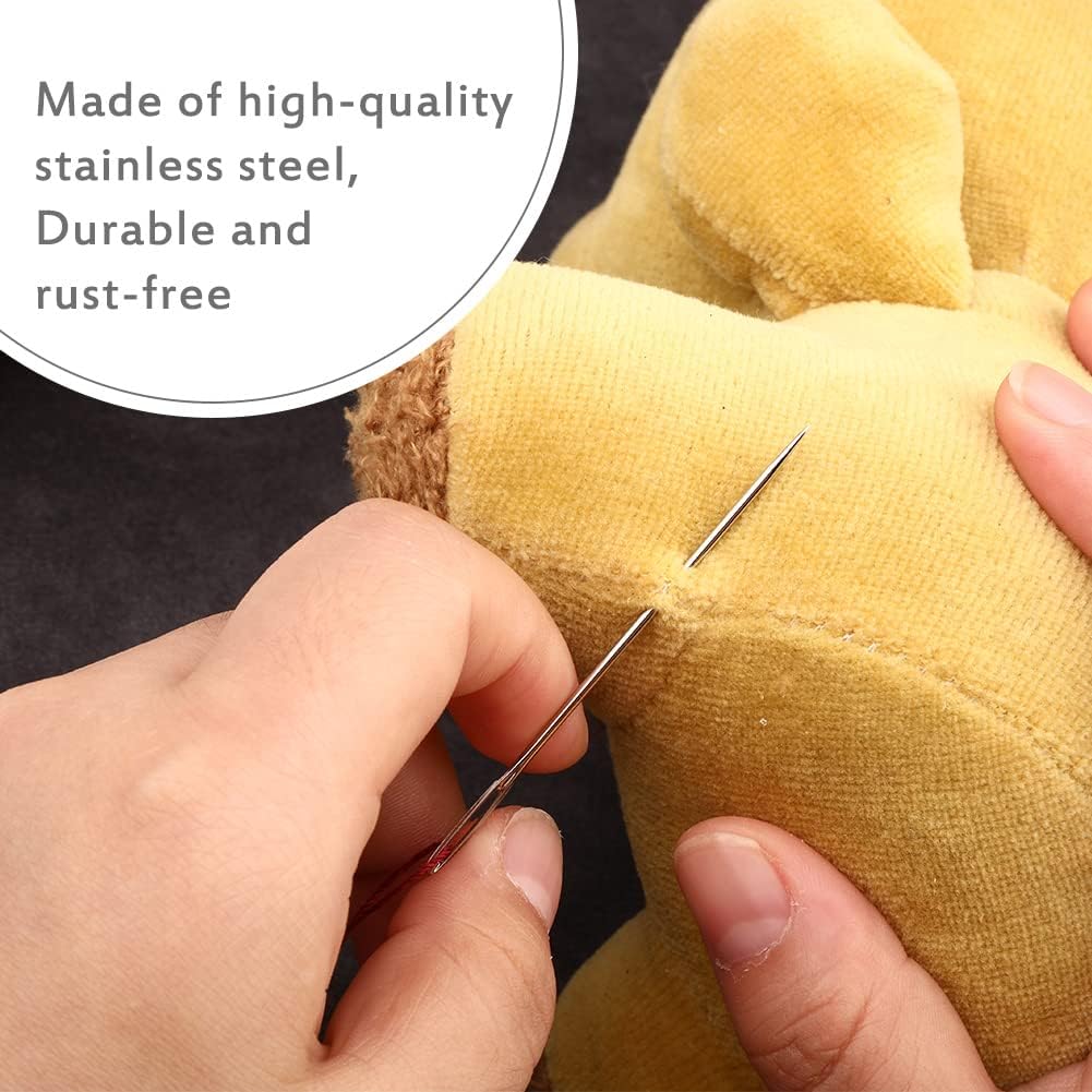 JNENERY-15PCS Large Eye Hand Sewing Needle, 2.36in Sewing Sharp Needles, Stitching Needles, Stainless Steel Yarn Knitting Big Eye Sewing Needles with Ebony Wooden Needle Case : Everything Else