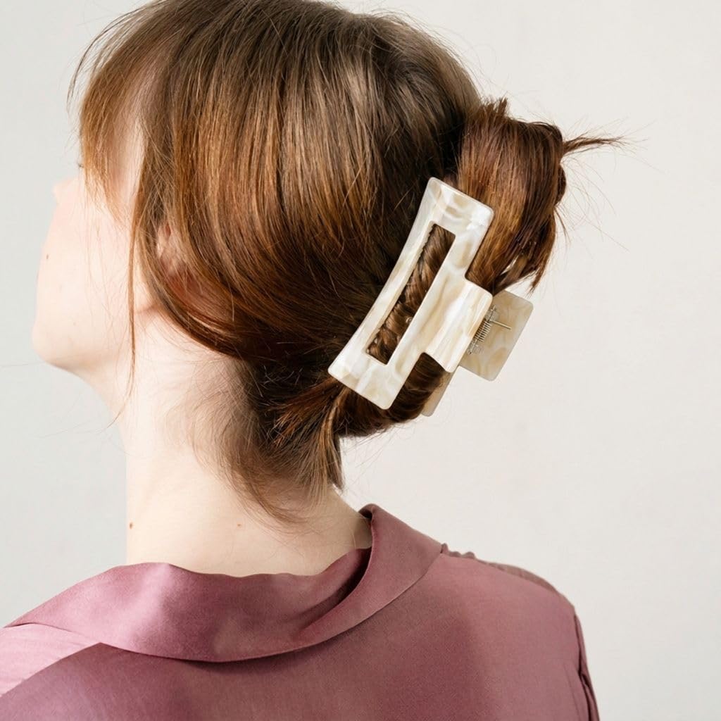 France Luxe Large Rectangle Hair Claw Clip, Thick Hair, Secure Hold, Alba image 2