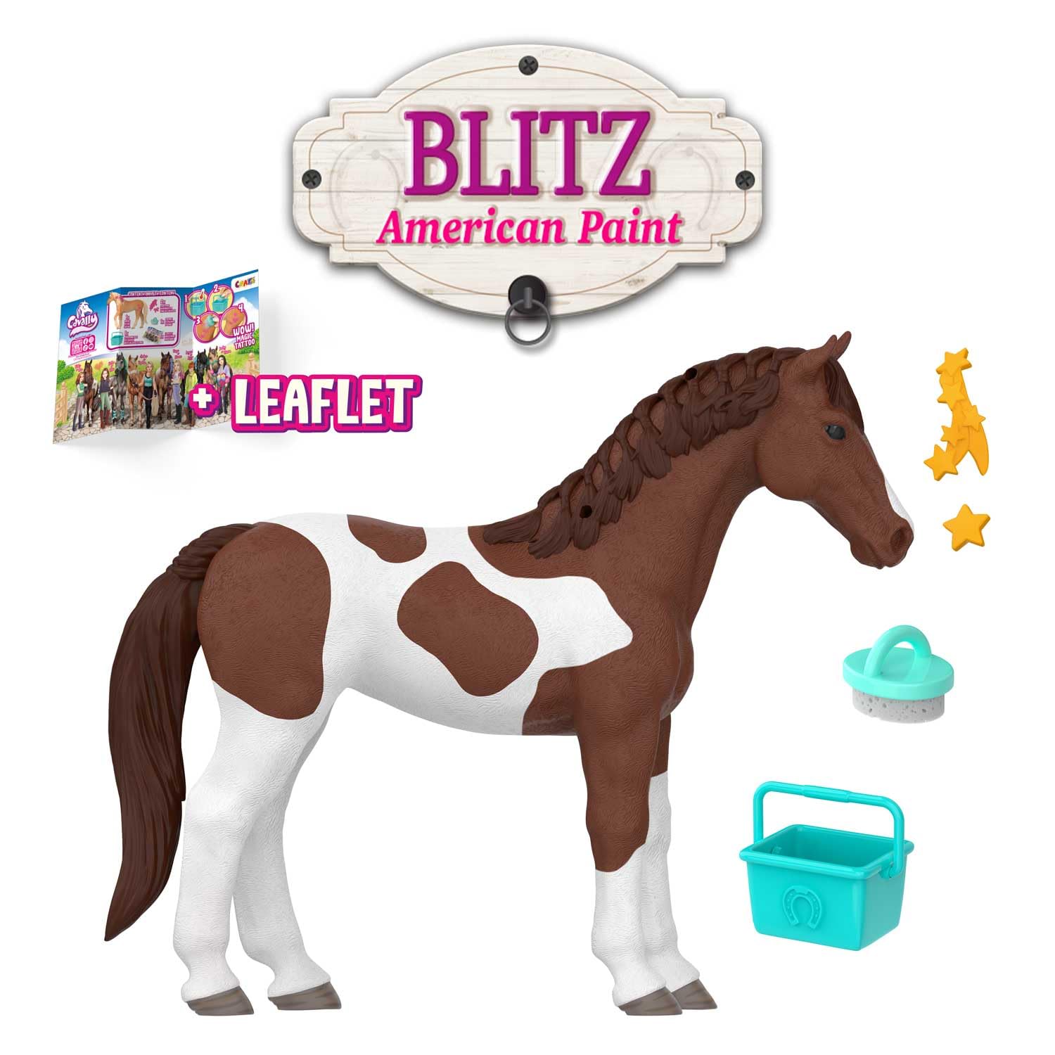 Cavally Box Set Amber - Cheval jouet à collectionner, figurine de cheval réaliste avec accessoires et effets spéciaux, jouet pour fille