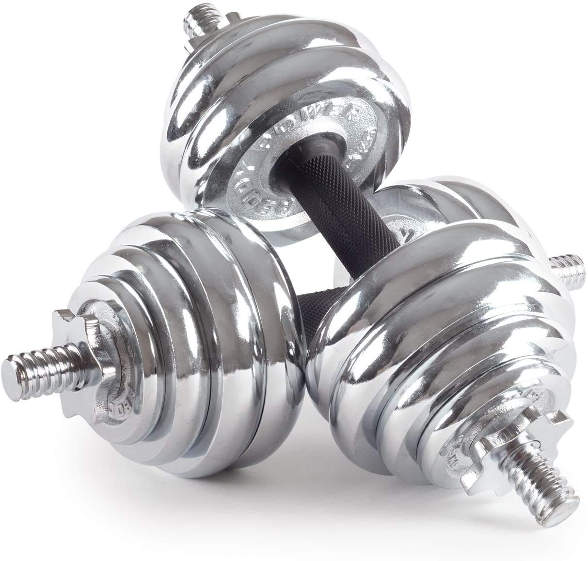 SKY LAND 30 Kg Chrome Dumbbell Set, Silver