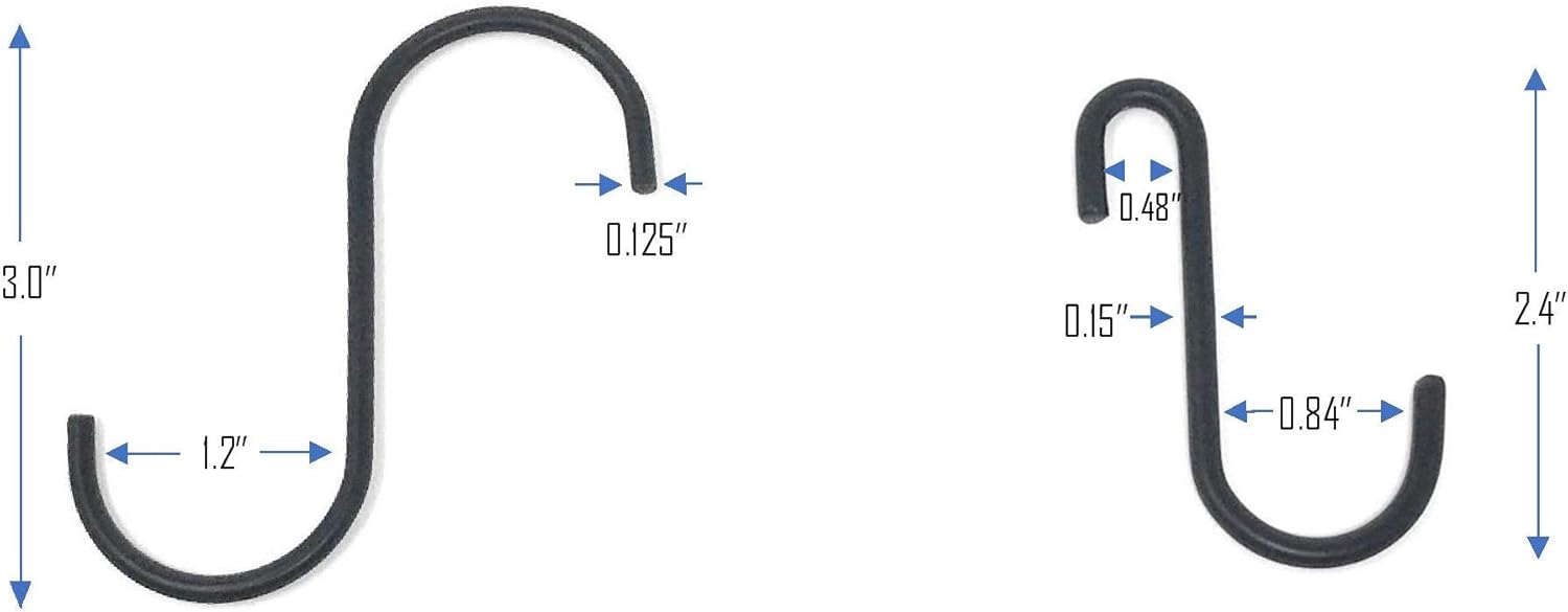 Flash Deals - 80% OFF 40 Pack - S Hook Assortment (Black Powder Coated Steel) - for Pots, Pans, Kitchenware, Office (40 Pack) Super Cheap 🛒 40 Pack - S Hook Assortment (Black Powder Coated Steel) - for Pots, Pans, Kitchenware, Office (40 Pack)