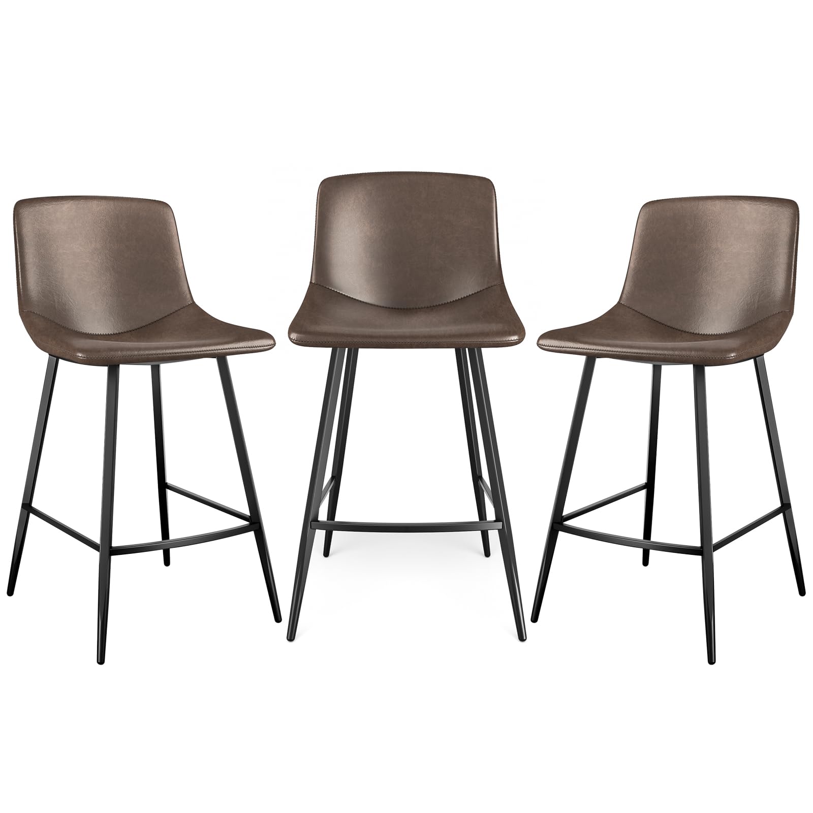 5Rcom 600 lbs Counter Height Bar Stools Set of 3, 24 Inch Barstools with Back, Bar Chairs with Metal Legs for Kitchen Island, Dining Room, Party Room