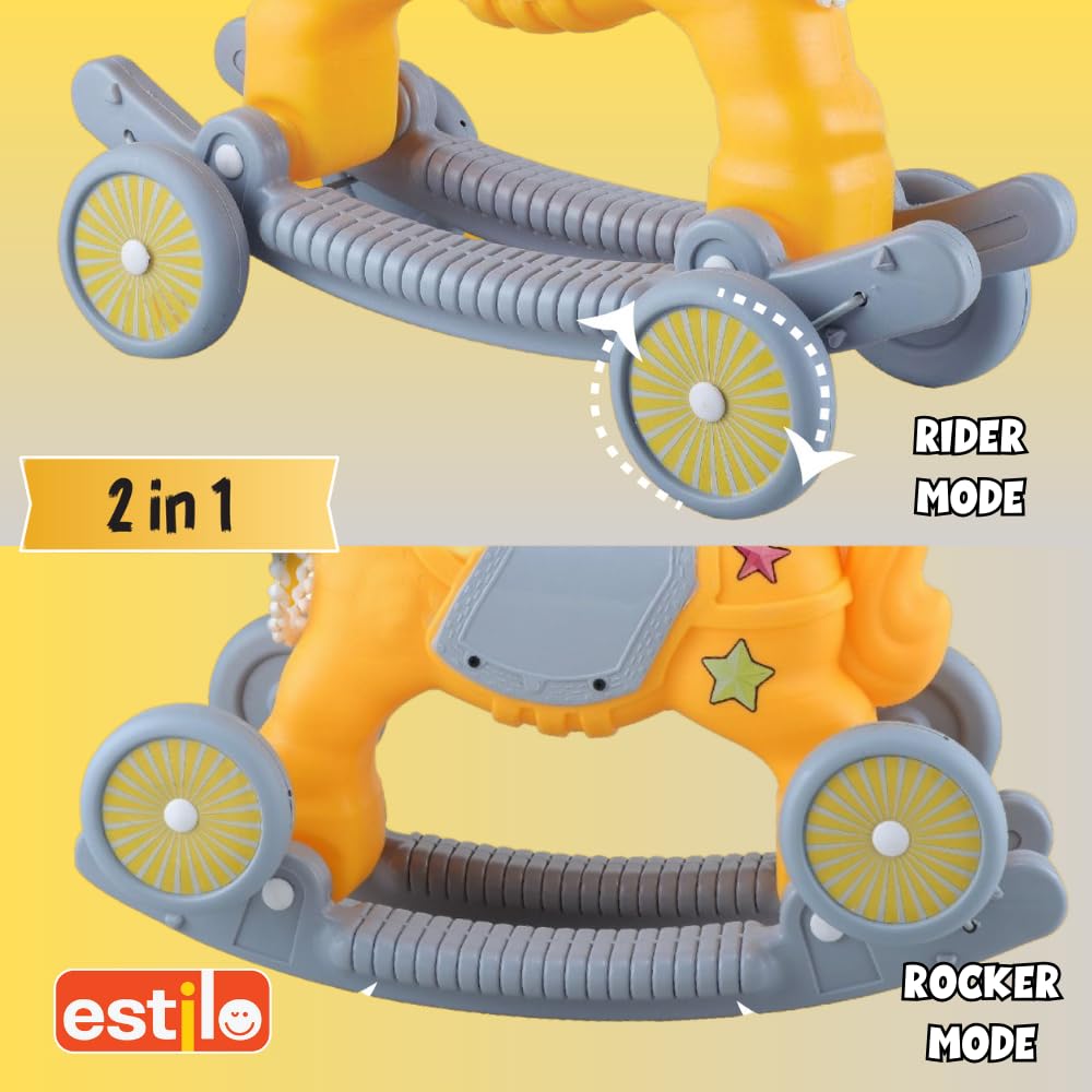Estilo 2-in-1 Baby Horse Rider | Premium Heavy Duty Rocking Horse & Ride-On Toy for Kids | Rocker for 1-5 Years Boys & Girls | Indoor Outdoor Toddler Ride-on with Comfortable Seat & Safety Handles 2