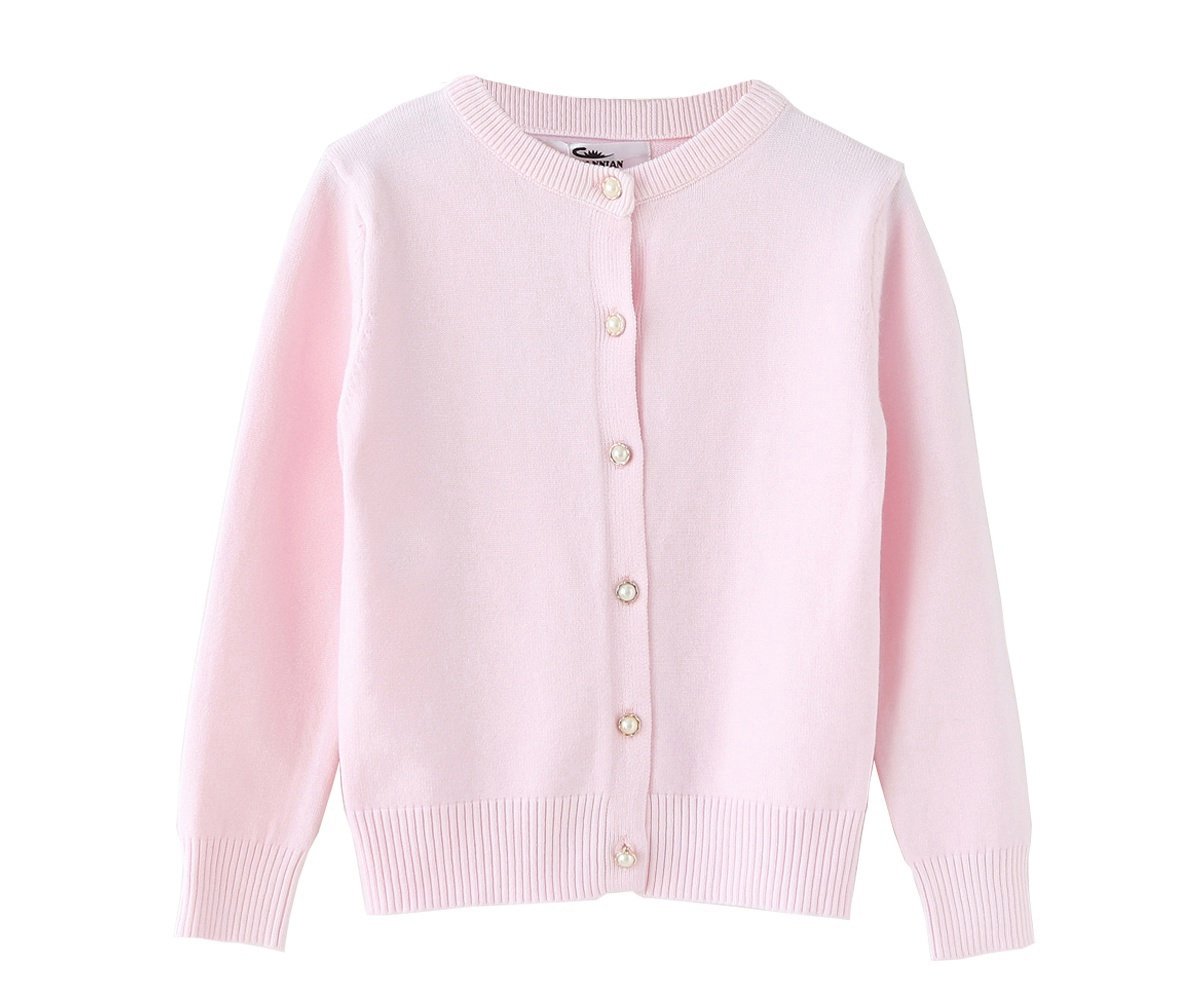 SMILING PINKER Cárdigan escolar de manga larga para niñas, con botones, uniforme escolar (rosa, 7-8 años), rosa, 7-8 Años