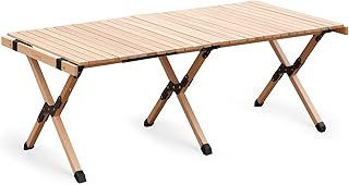 S'more Folding Picnic Table, Portable Camping Table with Carry Bag, Wood Outdoor Table for Picnic, Camping, Travel, Party, Beach, Garden, Patio, gailgating, BBQ,Easy to Assembly (L Size-120cm)