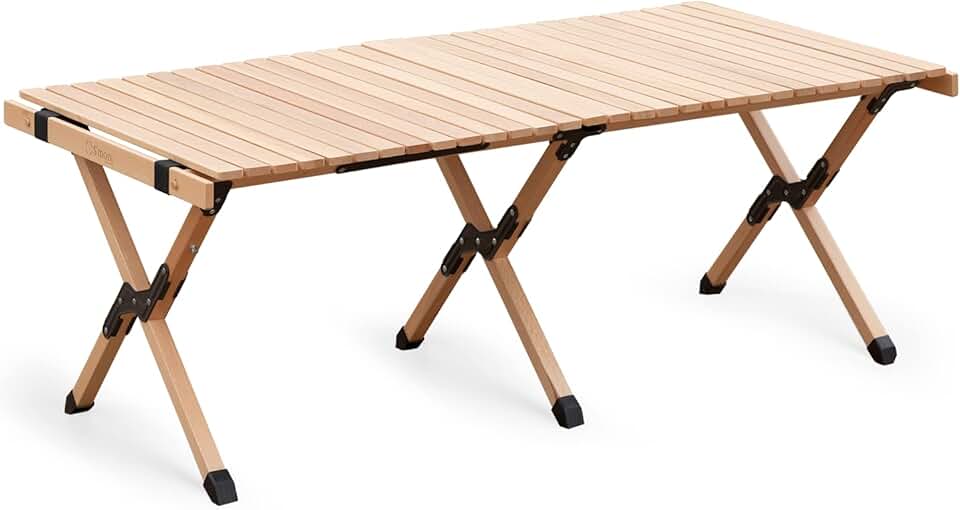 S'more Folding Picnic Table, Portable Camping Table with Carry Bag, Wood Outdoor Table for Picnic, Camping, Travel, Party, Beach,