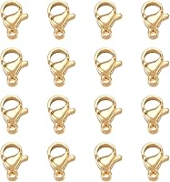 Vista 1 de Pandahall - 100 cierres de pinza de langosta de acero inoxidable 304, chapado en oro de 18 quilates, 0.394 x 0.236 x 0.118 in, para pulir joyas