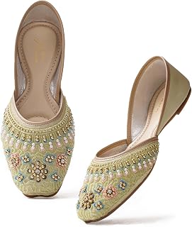 JM LOOKS Women's Handcrafted Embellished Jutti | Traditional & Stylish Ethnic Footwear | Comfortable & Festive for Women Price In India