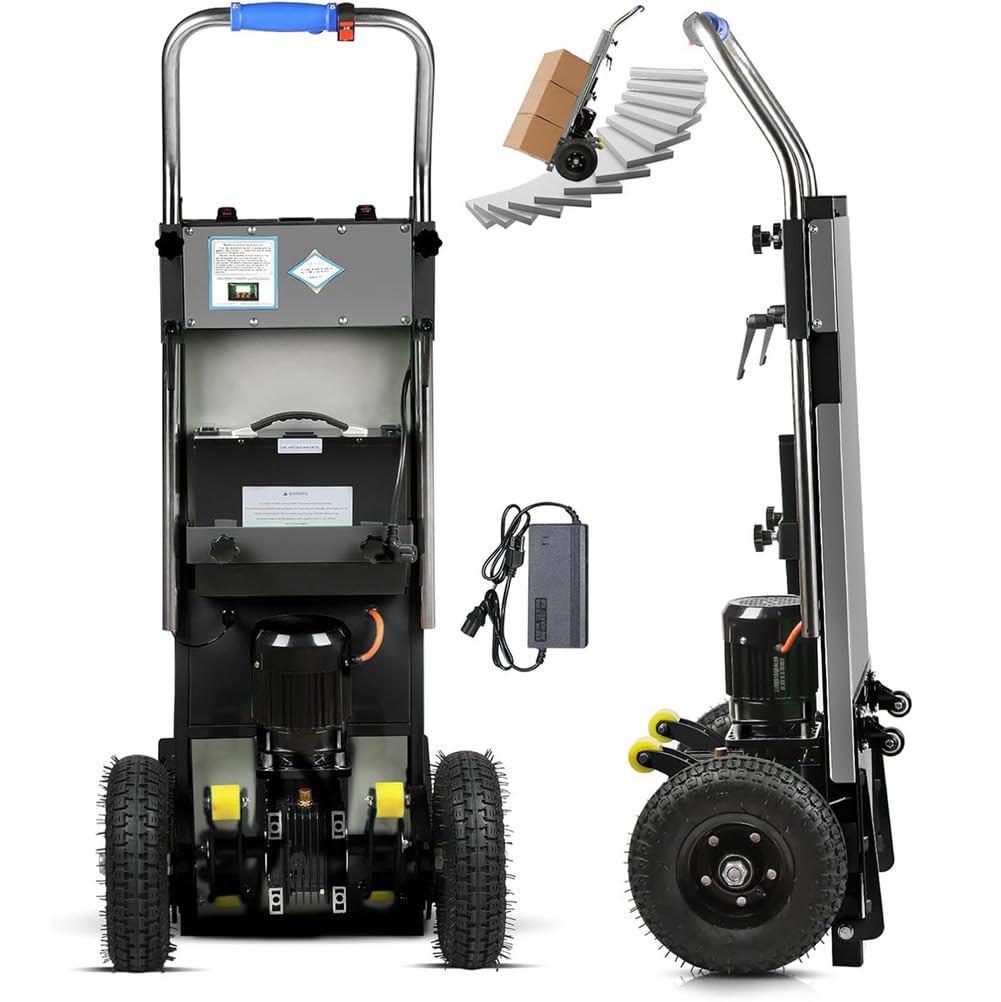 Generico Carrello Montascale Elettrico da 1200 W 400 kg di Carico Camion Elettrico per Sacchi con Maniglia Telescopica Scale e Discese per Trasportare Oggetti Grandi