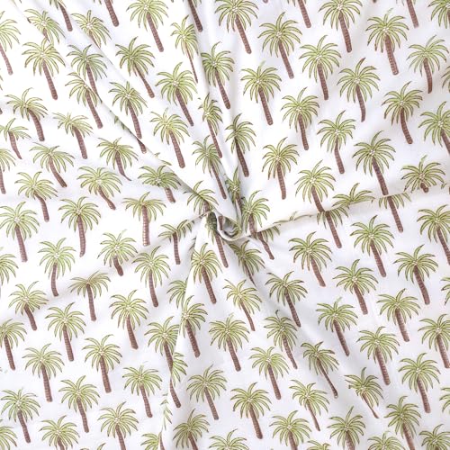 Image of TOAIArt Premium Jaipuri Dohar | AC Blanket Summer Quilt | Hand Block Printed | 3 Layers | Reversible | 150GSM 100% Mulmul Cotton | 100% Cotton Flannel Filling | Queen 90 inch X 108 inch |Small Palm