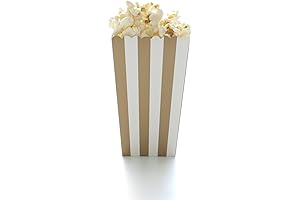 Gold Stripe Popcorn Boxes: Set of 12