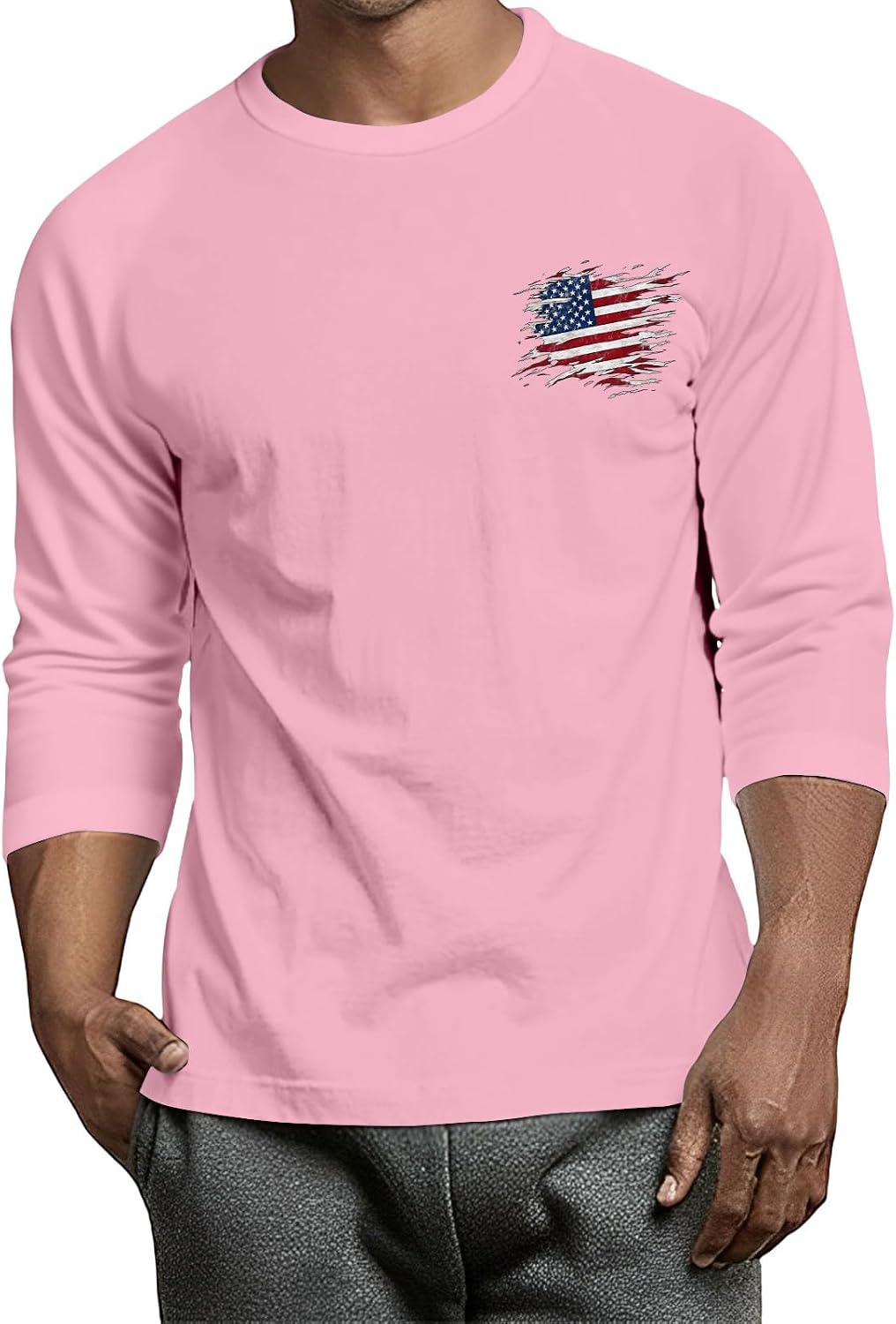 WENKOMG1 Men's Casual Graphic Print T Shirts 3/4 Sleeve Baseball Jersey Athletic Workout Tee Tops, S-3XL