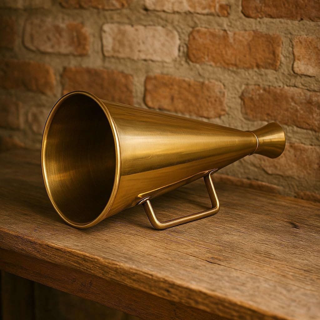 Megafono Tradicional Nautico Retro en Latón Brillante - Cuerno de Llamada Henley 33 cm, Altavoz para Decoración Nautica