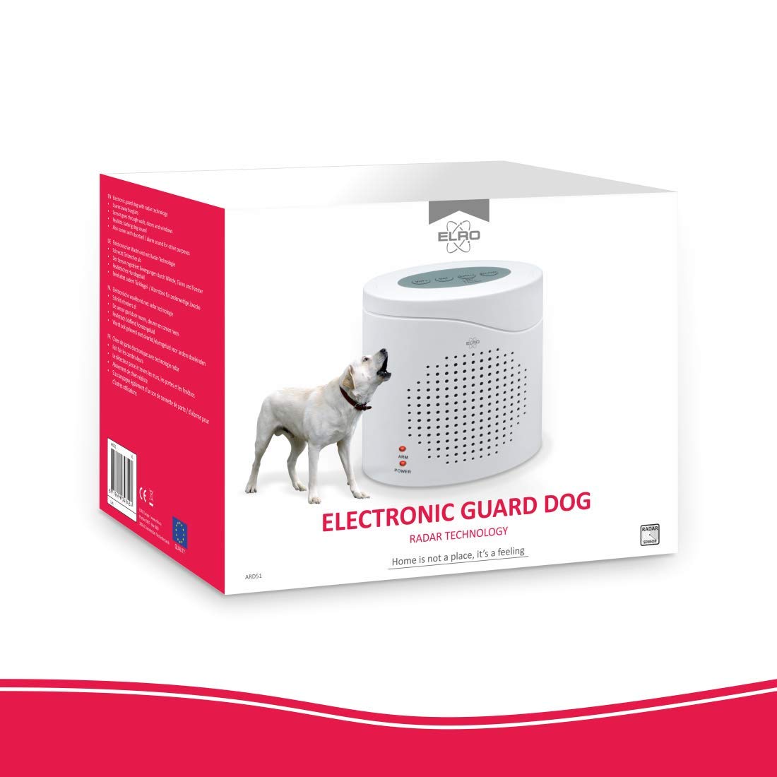 ELRO ARD51 Elektronischer Wachhund mit realistischem 3D-Hundesound - Mit Sensor