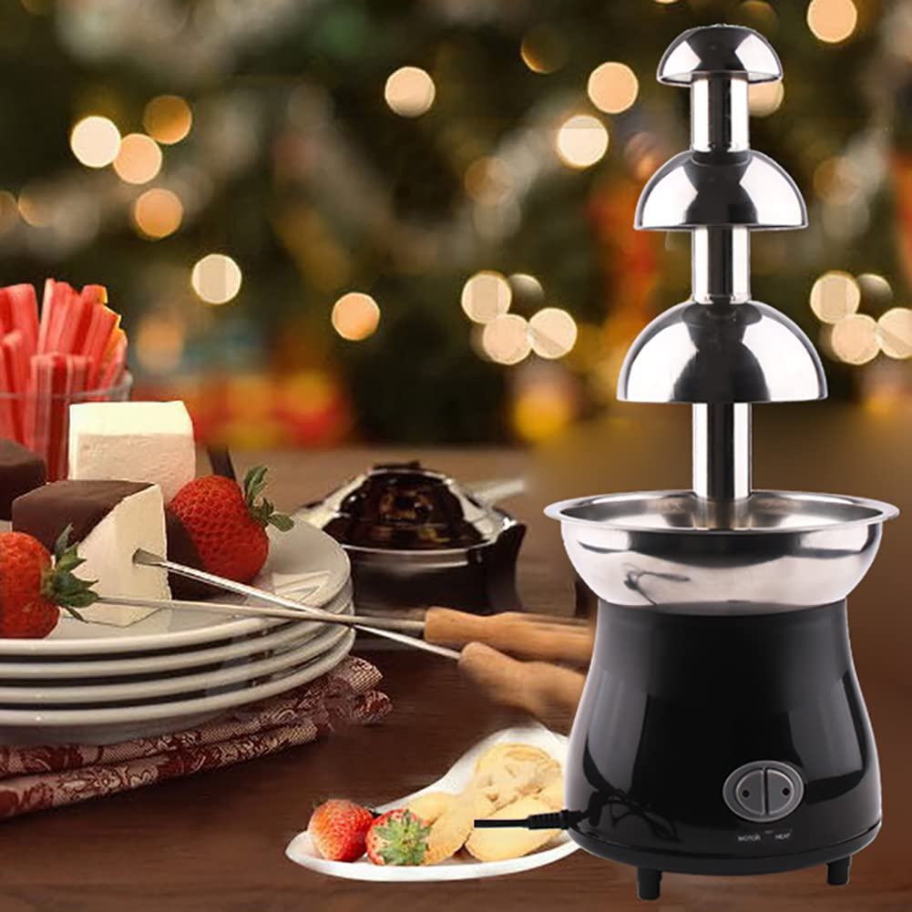 Máquina comercial de fuente de fondue de chocolate, fuente de chocolate de 3 niveles, máquina de ollas calientes de cascada de chocolate, calentador de salsa para queso nacho, salsa barbacoa, fruta