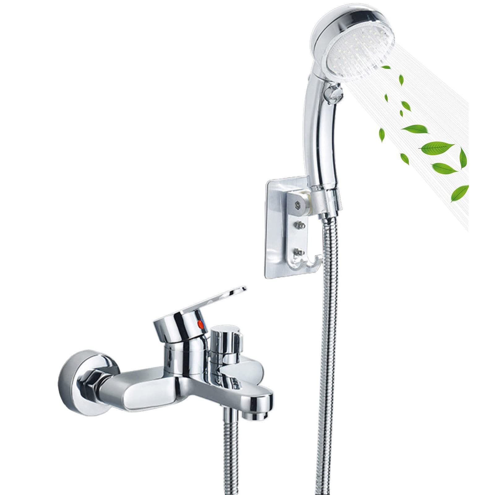WXPGFEQ Shower System Bathroom Dual-Function Shower Faucet Set with Handheld Mixer Shower Combo Wall Mounted Shower Trim Kit with Valve, Chrome