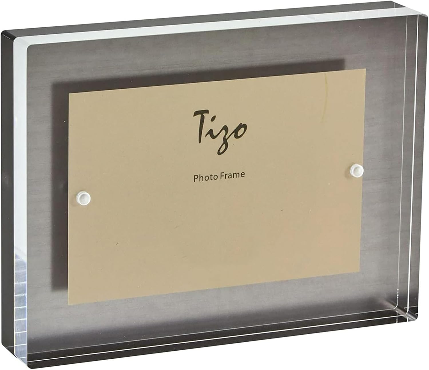 TIZO Design 5x7 Thick Lucite Block Picture Frame, Boutique Quality Photo Frame (Gold Border)