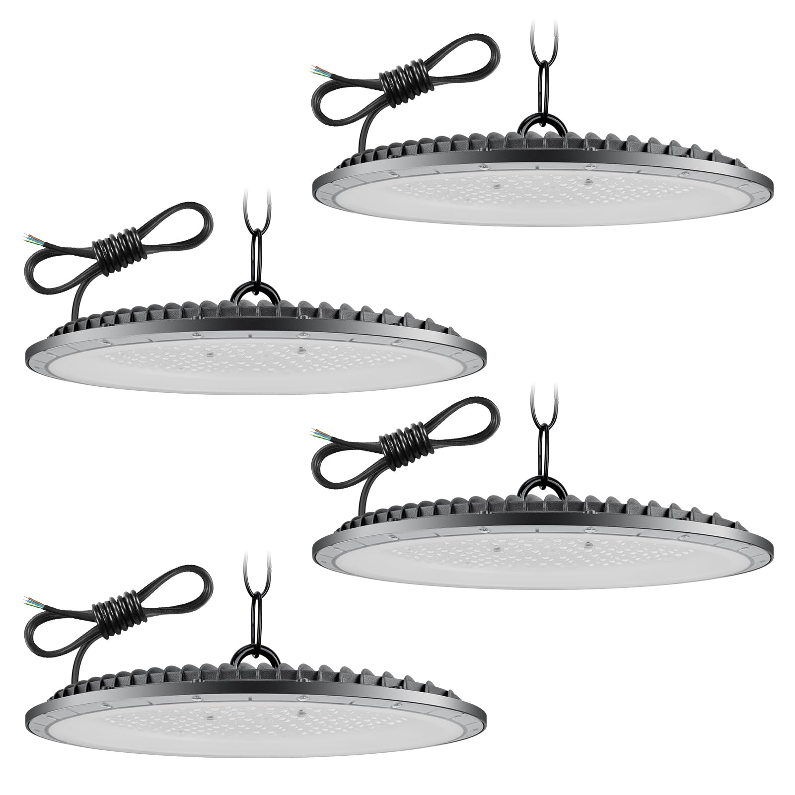 Bellanny 4 Pack 500W UFO LED High Bay Light, 50000LM 6500K Daylight White Workshop Lighting, IP65 Waterproof LED Warehouse Lighting with 50cm Chain for Garage Workshop Factory Shop